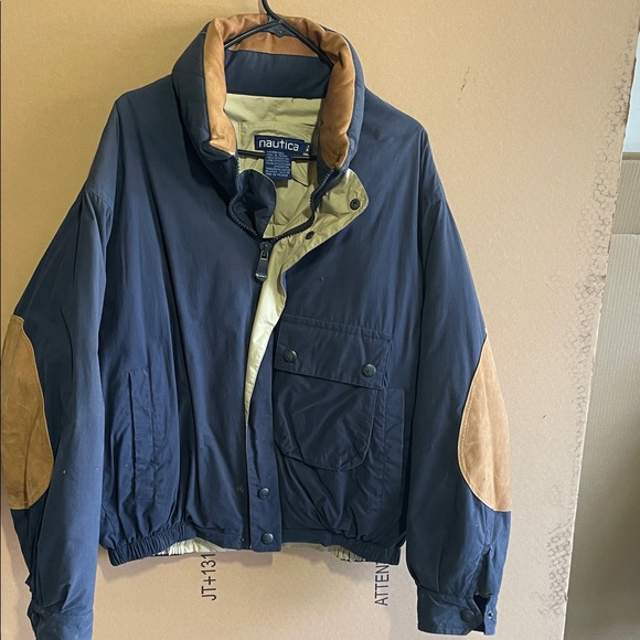 Nautica Men's Navy and Tan Bomber Jacket - Picture 1 of 3
